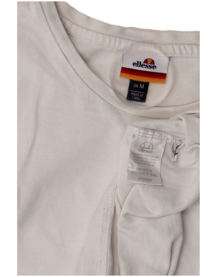Camiseta feminina gráfica ELLESSE UK 14 algodão branco médio