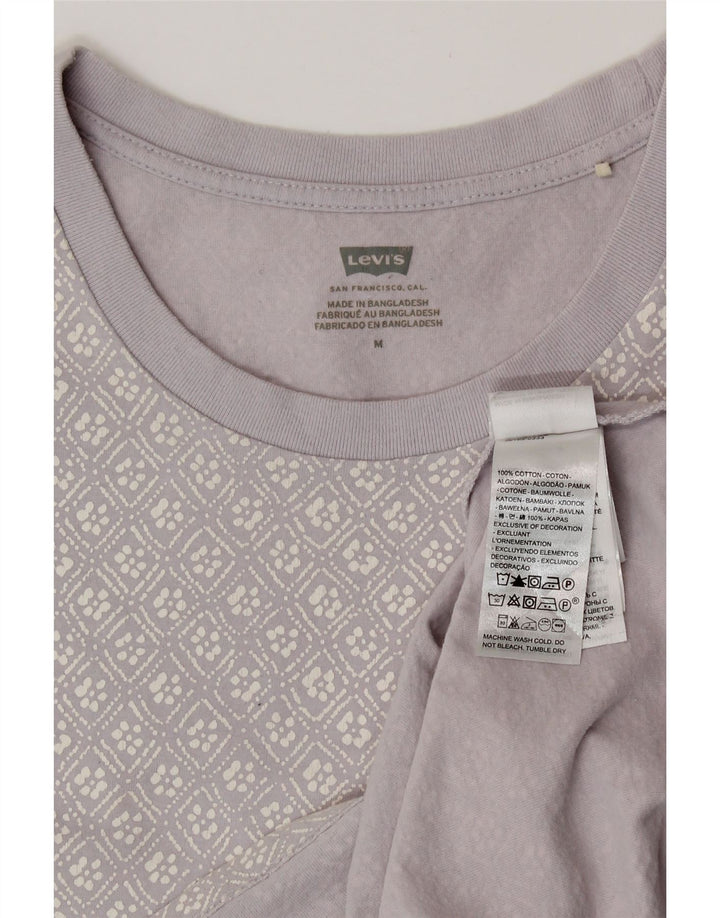 Camiseta feminina gráfica Levi's UK 14 algodão geométrico lilás médio