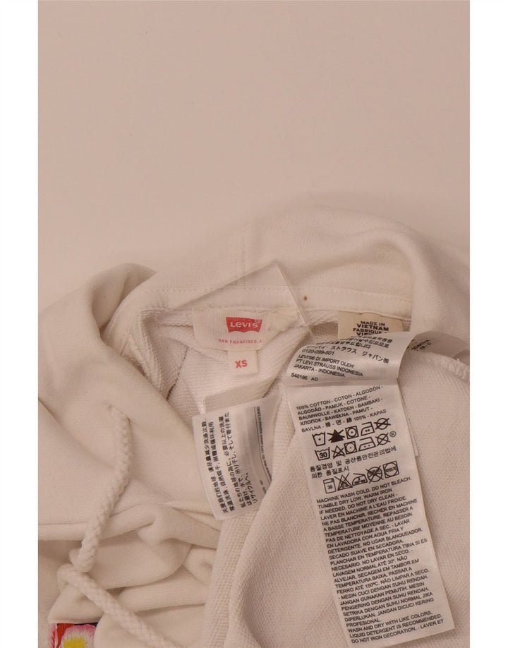 Suéter com capuz gráfico feminino LEVI'S UK 6 XS algodão branco