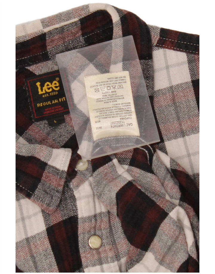 Camisa masculina de flanela de ajuste regular LEE grande algodão xadrez multicolorido