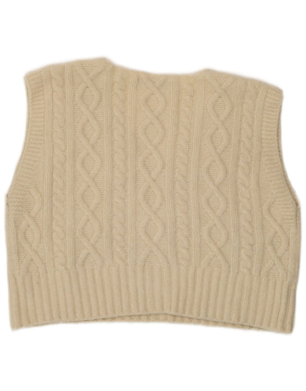 Zara Womens Vest Tank Top UK 14 Médio Off White Acrílico