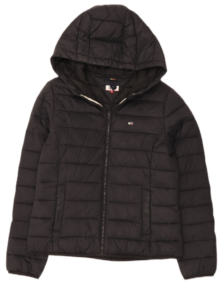 Jaqueta acolchoada com capuz feminina Tommy Hilfiger Reino Unido 14 médio preto poliamida