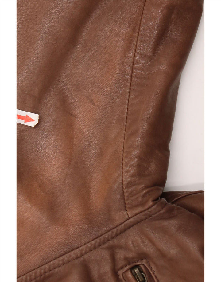 Jaqueta de couro vintage feminina de grandes dimensões Reino Unido 18 XL couro marrom