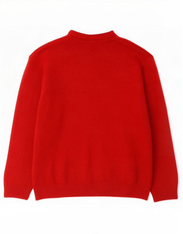 Suéter masculino Hugo Boss com gola redonda UE 52 grande lã vermelha