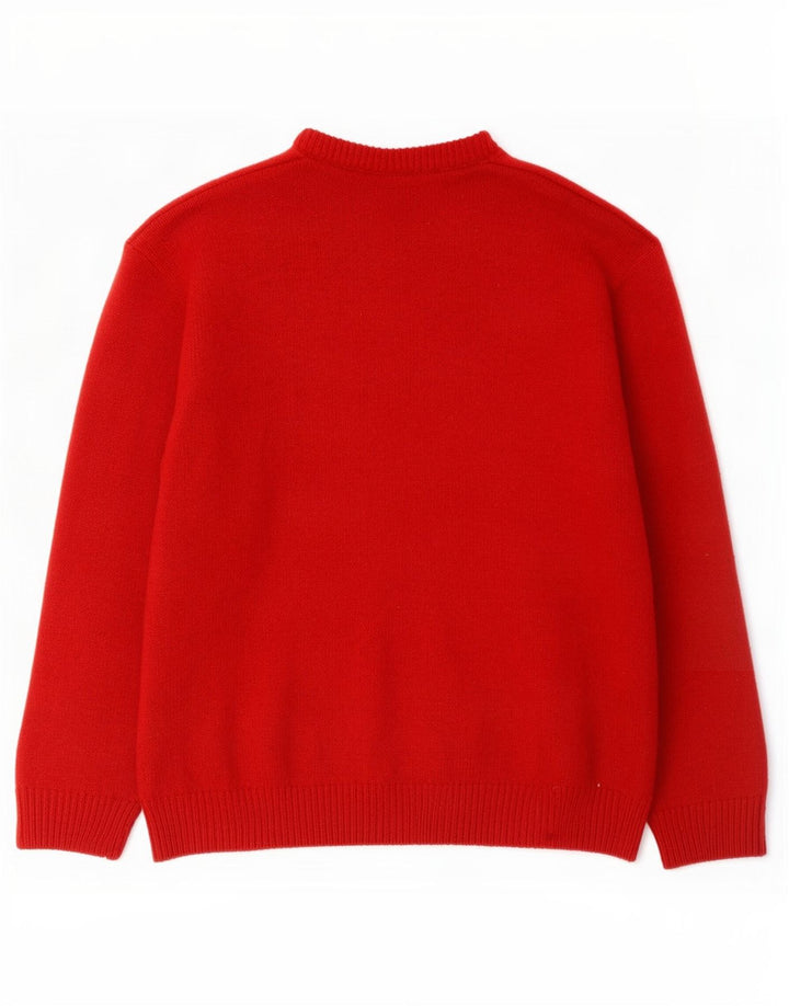 Suéter masculino Hugo Boss com gola redonda UE 52 grande lã vermelha