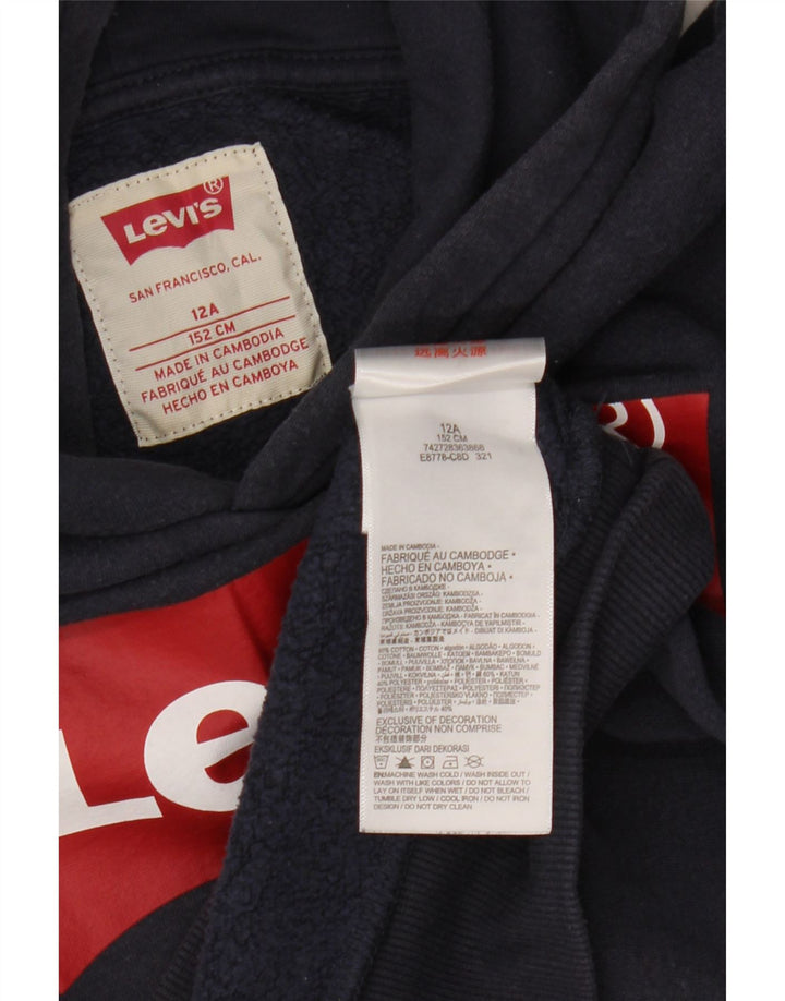 Suéter com capuz gráfico LEVI'S Boys 11-12 anos azul marinho algodão