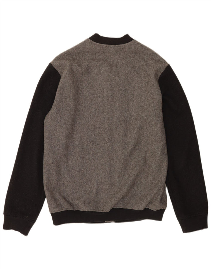 Jaqueta bomber masculina Gianni Lupo UK 40 grande cinza colorblock lã