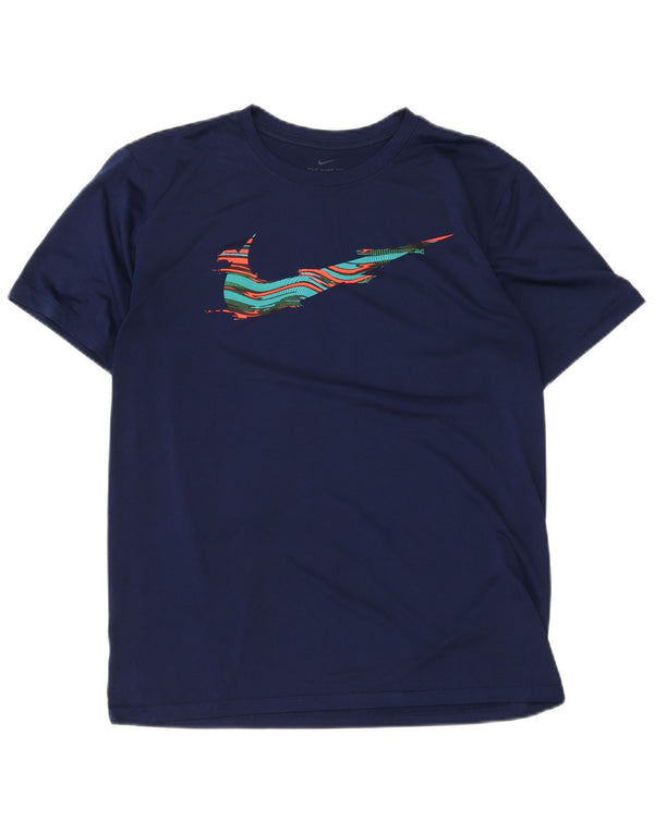 Camiseta Nike Masculina Dri Fit Graphic Top Grande Azul Marinho