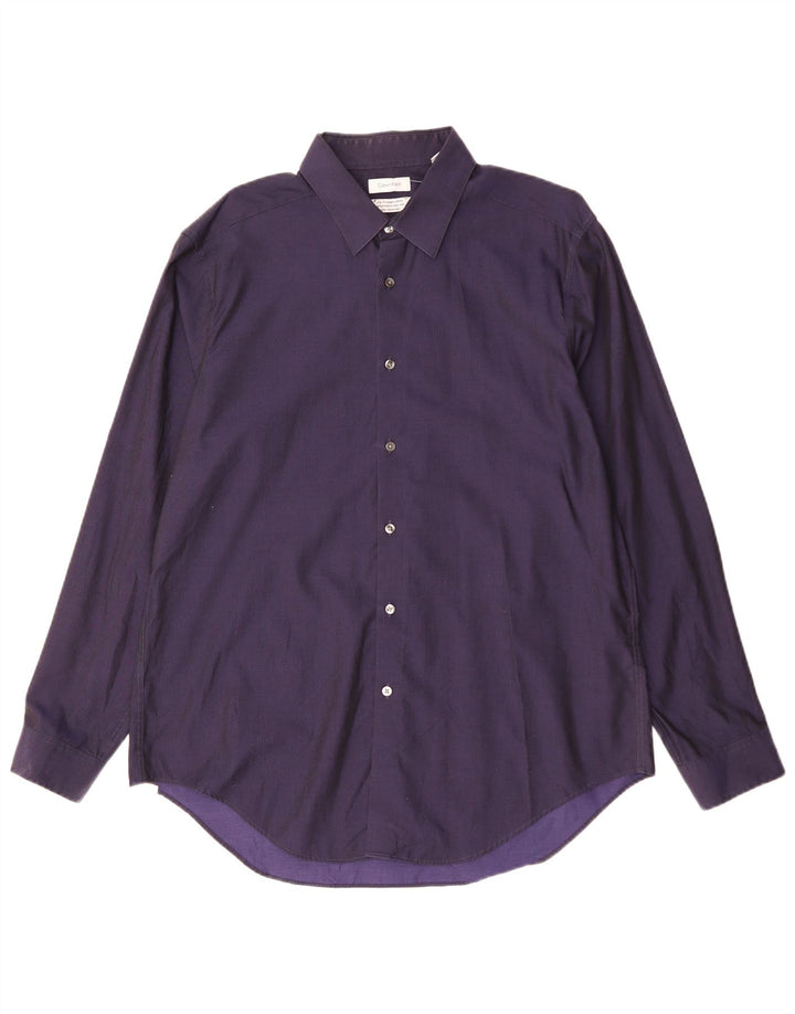 CALVIN KLEIN JEANS Camisa masculina slim fit tamanho 17 XL azul marinho algodão