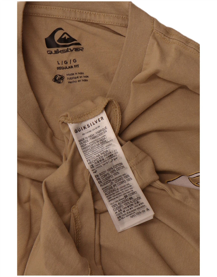 Camiseta masculina QUIKSILVER com ajuste regular e estampa grande de algodão bege