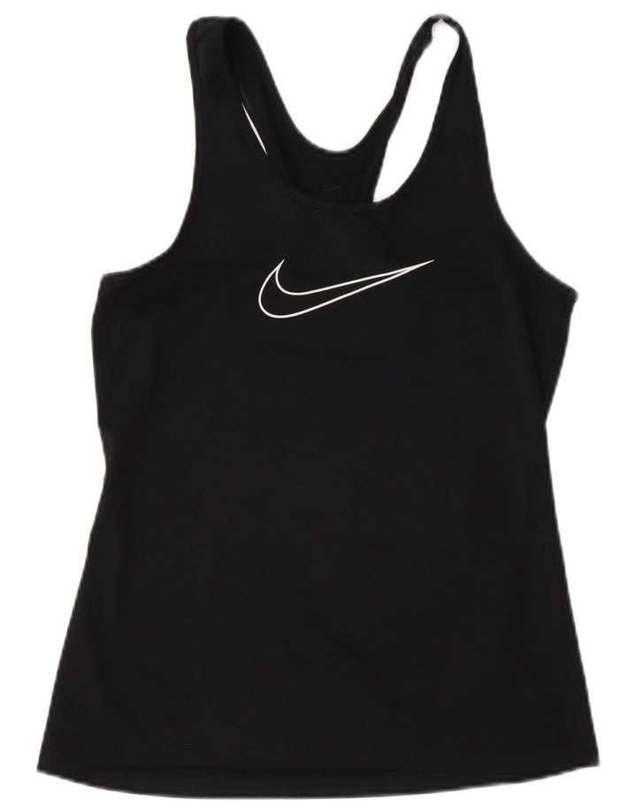 Colete gráfico Nike feminino Dri Fit Top UK 10 pequeno poliéster preto
