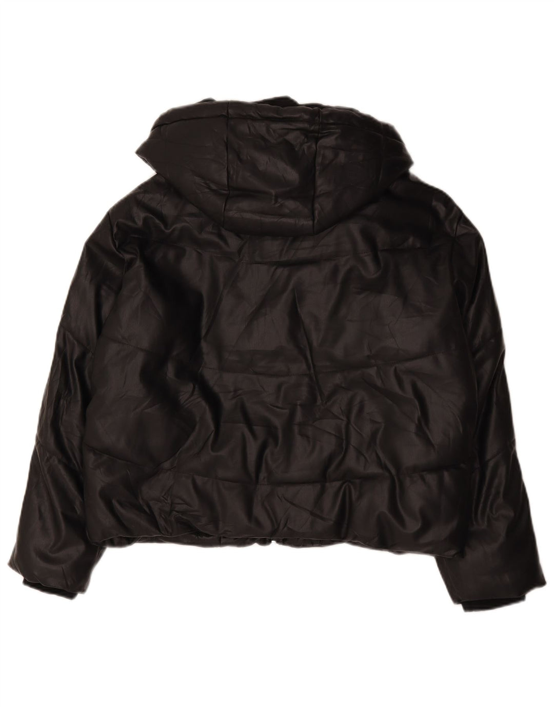 Jaqueta acolchoada com capuz grande Zara feminina UK 14 médio preto