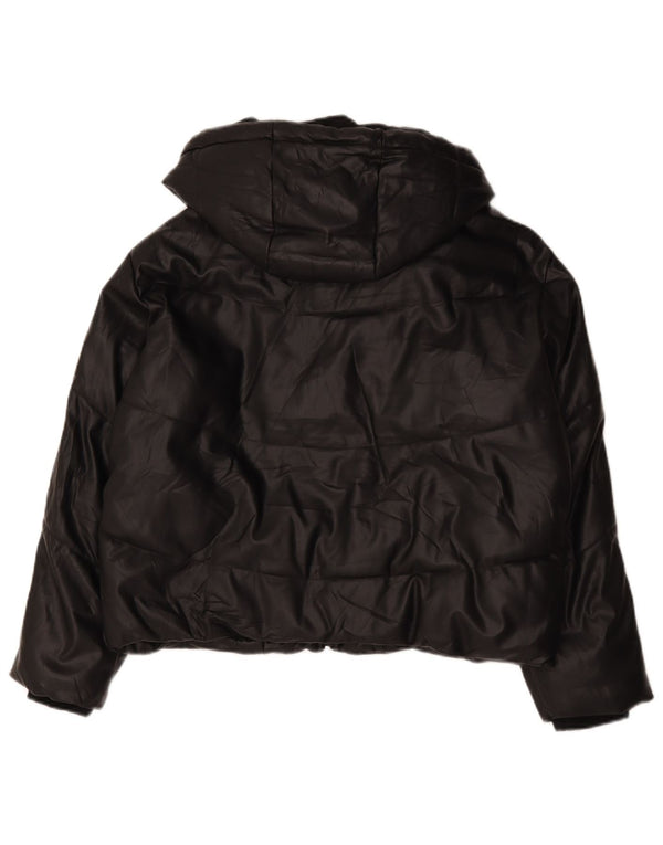 Jaqueta acolchoada com capuz grande Zara feminina UK 14 médio preto