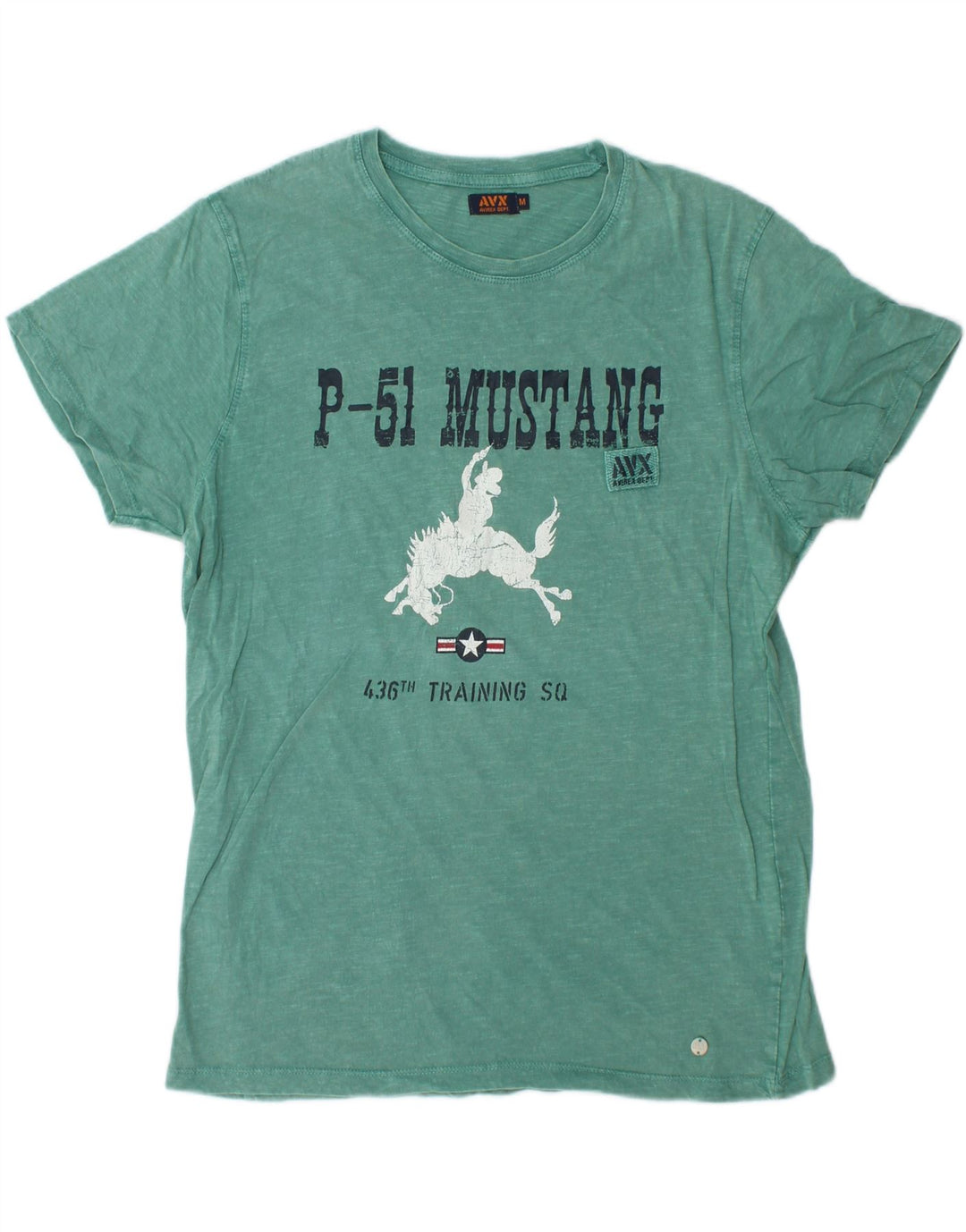 Avirex Camiseta masculina gráfica Top de algodão verde médio