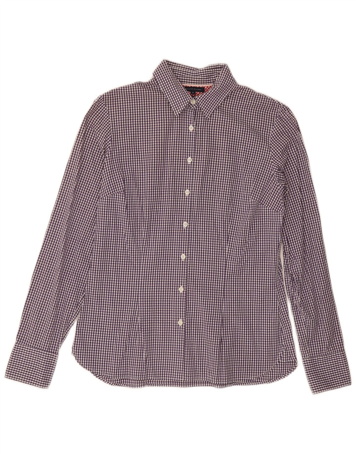 Camisa feminina TOMMY HILFIGER US 8 médio roxo algodão guingão