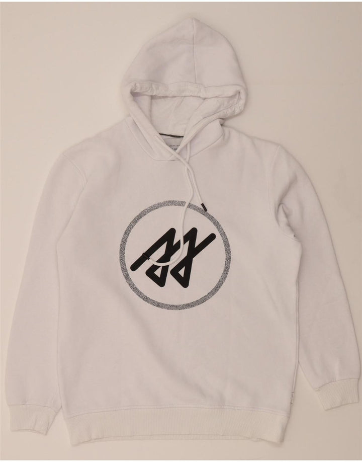JACK & JONES Mens Graphic Hoodie Jumper XL White Cotton Vintage Jack & Jones and Second-Hand Jack & Jones from Messina Hembry 