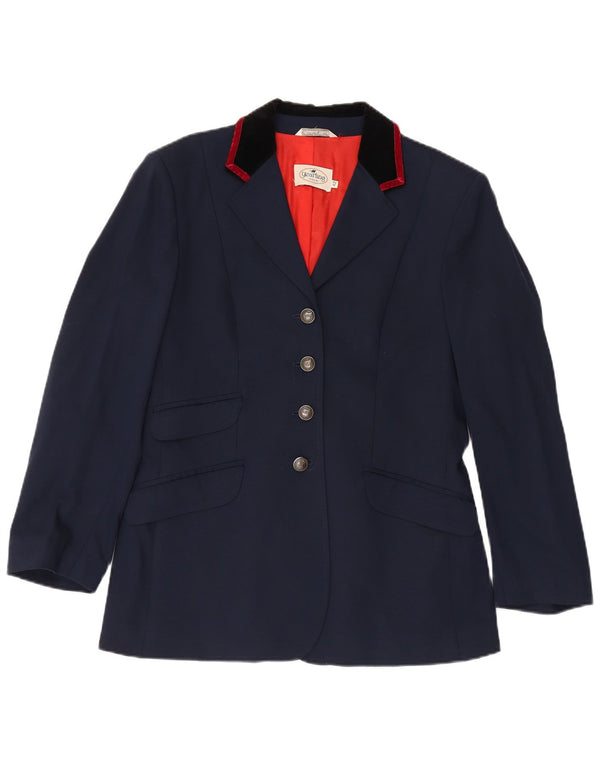 Jaqueta blazer feminina vintage com 4 botões IT 42 lã azul marinho médio