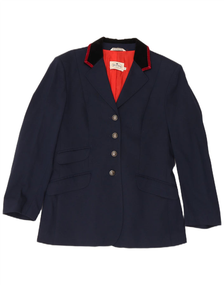 Jaqueta blazer feminina vintage com 4 botões IT 42 lã azul marinho médio