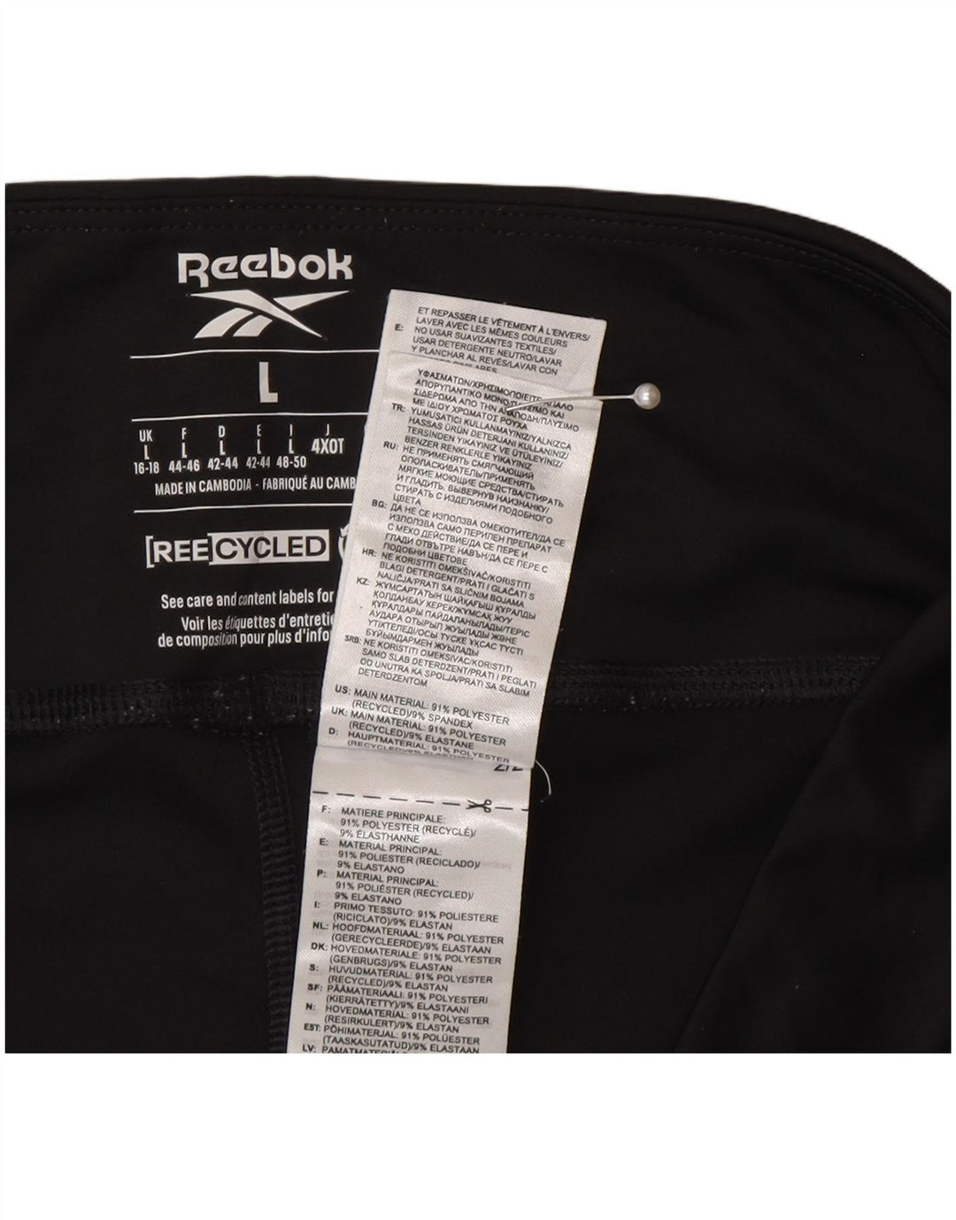 Leggings Reebok Capri Mulher UK 16/18 Grande Cinza Poliéster