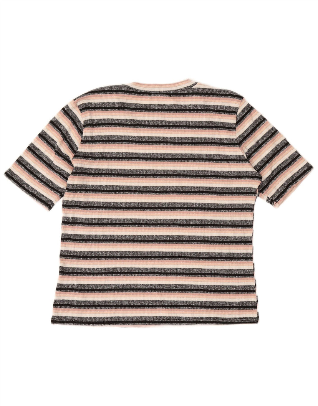 Camiseta feminina OASIS Crop Top UK 14 Viscose listrada preta grande