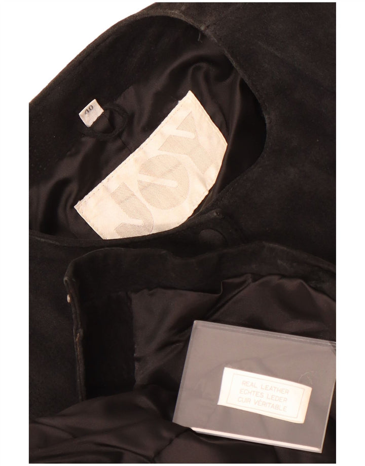 Jaqueta feminina Joy de camurça curta EU 40 couro preto médio