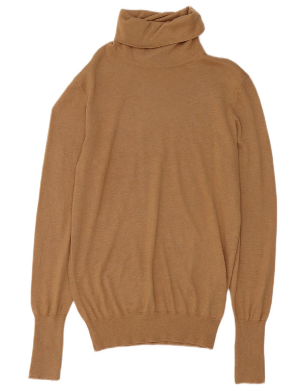 Suéter feminino Zara com gola redonda Reino Unido 16 grande marrom modal