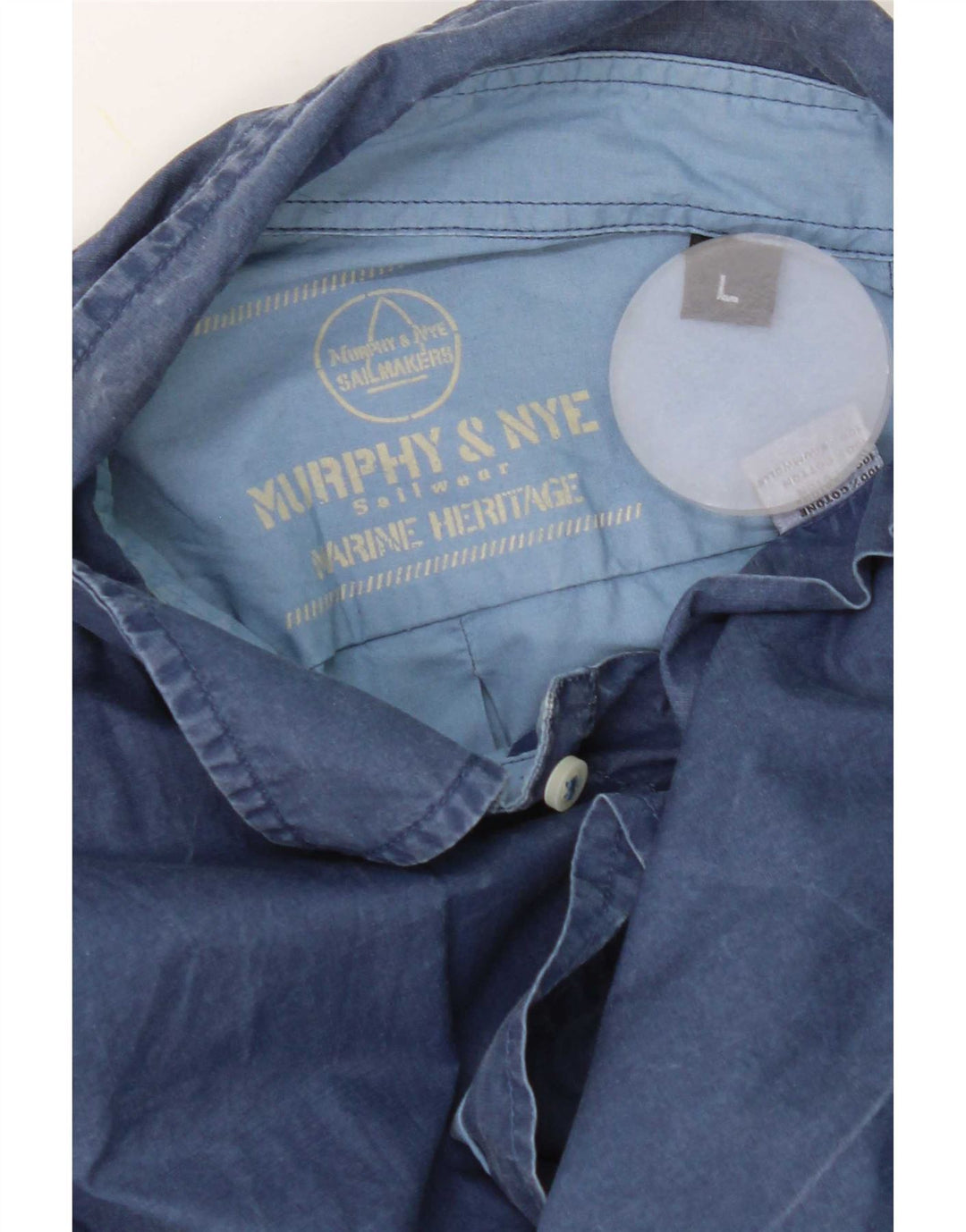 Camisa masculina Murphy & Nye Marine Heritage grande algodão azul marinho