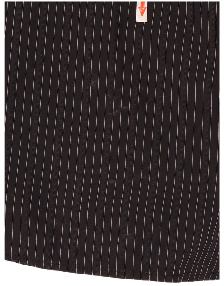 Camisa masculina Roberto Cavalli IT 50 algodão listrado preto médio