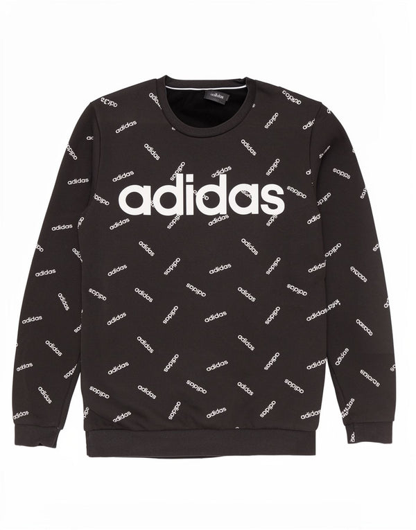 Adidas Mens Graphic Moletom Jumper Médio Algodão Preto