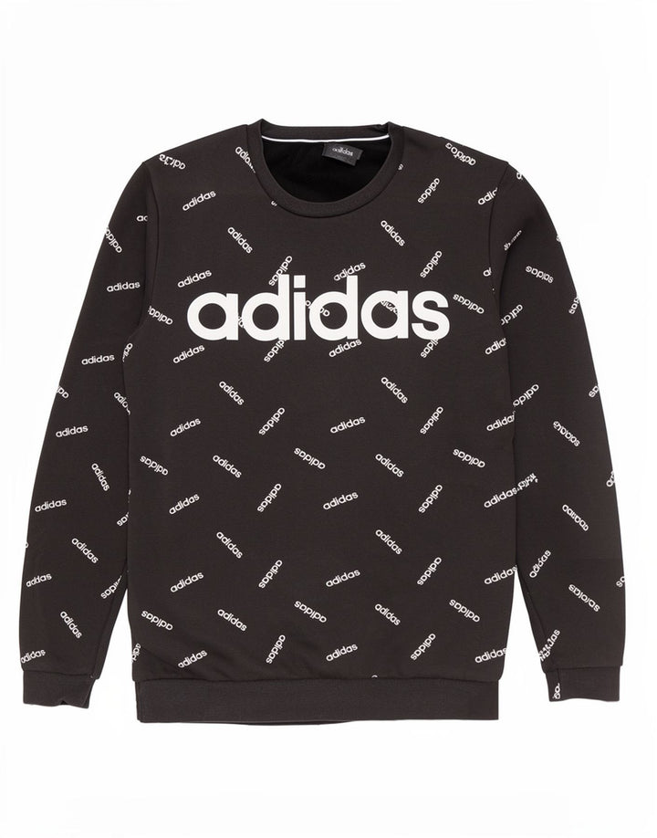 Adidas Mens Graphic Moletom Jumper Médio Algodão Preto