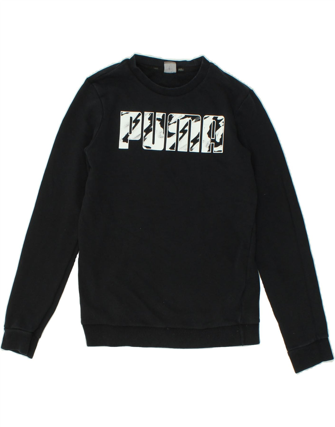 PUMA Boys Graphic Sweatshirt Jumper 13-14 Years Black Cotton Vintage Puma and Second-Hand Puma from Messina Hembry 
