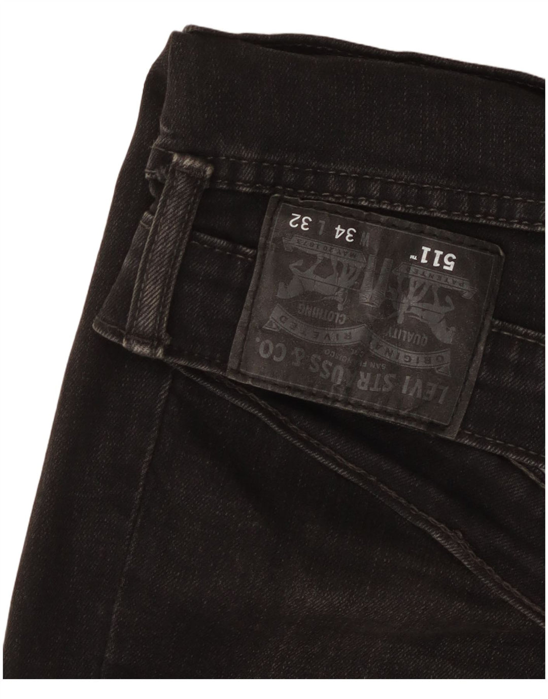 Levi's Masculino 511 Slim Jeans W34 L32 Algodão Preto