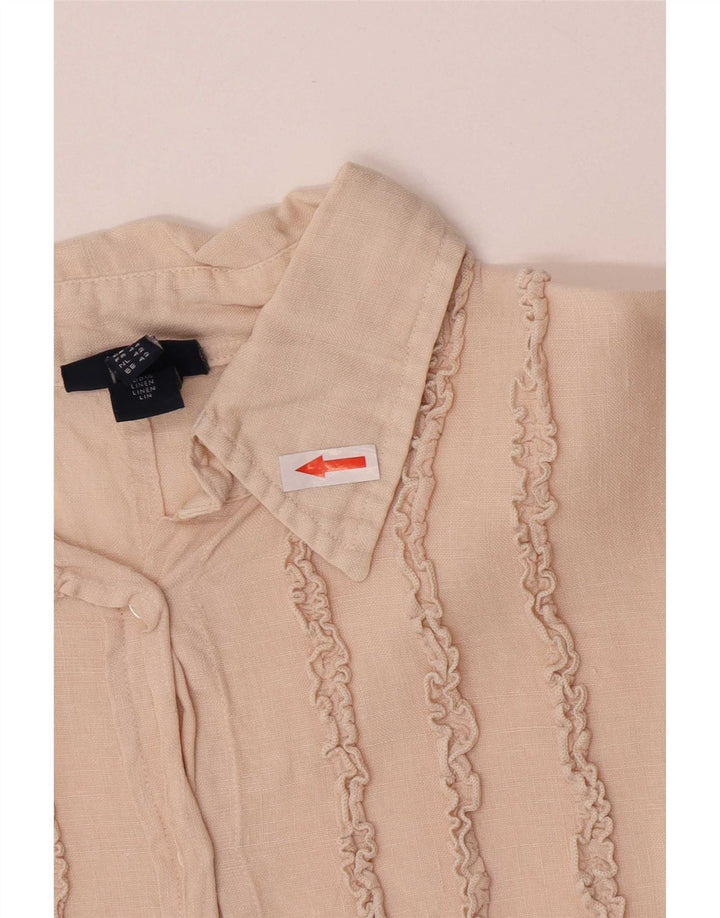 Camisa feminina Gant com babados na frente Reino Unido 16 grande linho bege