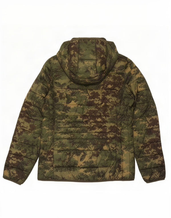 Jaqueta masculina acolchoada com capuz Abercrombie & Fitch Reino Unido 38 camuflagem cáqui média