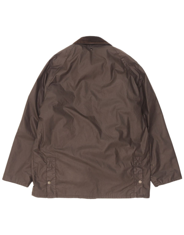 Jaqueta masculina vintage de algodão encerado sherpa Reino Unido 38 acrílico preto médio