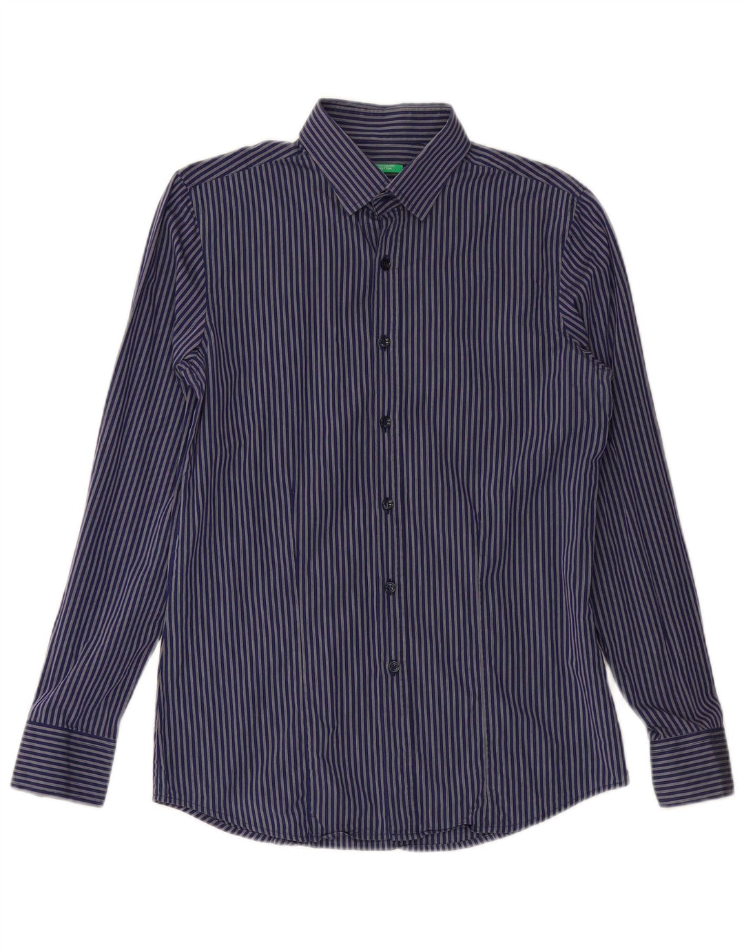 Camisa masculina BENETTON média listrada azul marinho