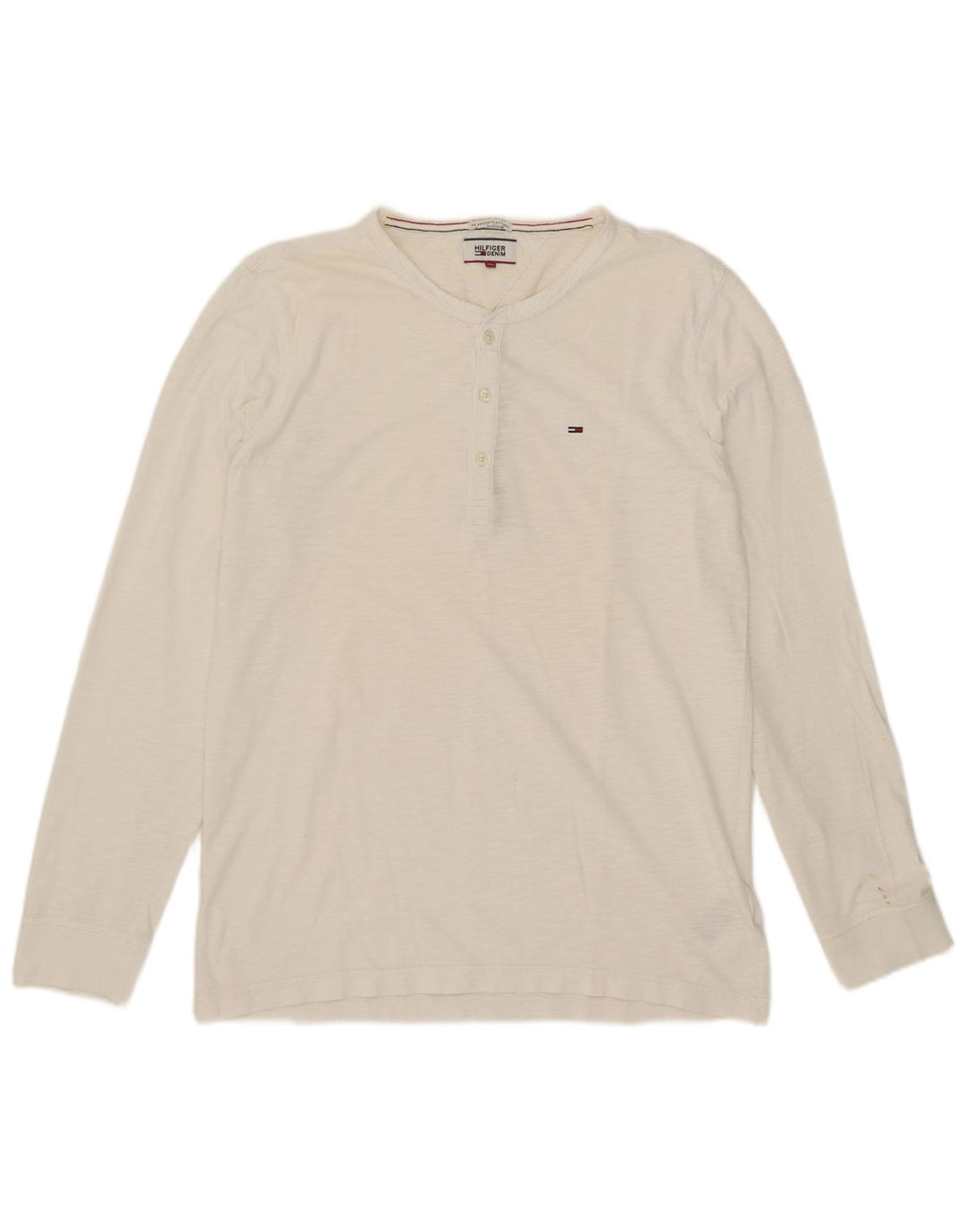 Tommy Hilfiger Mens Top Manga Longa XL Algodão Branco