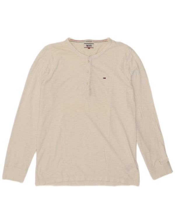 Tommy Hilfiger Mens Top Manga Longa XL Algodão Branco