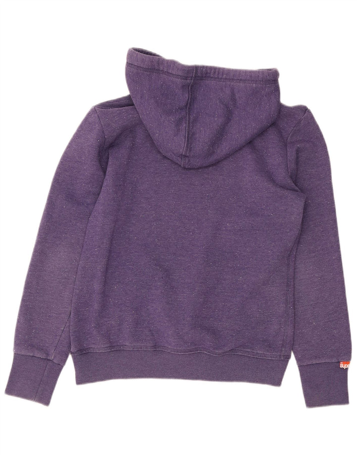 Jumper feminino com capuz gráfico SUPERDRY Reino Unido 14 grande algodão roxo