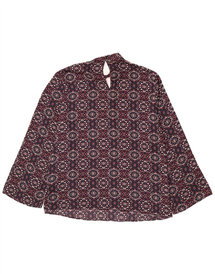 Blusa feminina Marks & Spencer com padrão abstrato Reino Unido 22 3XL azul marinho