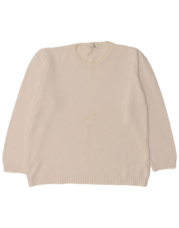 Marks & Spencer Womens Crew Neck Jumper Sweater UK 16 Large White Cotton