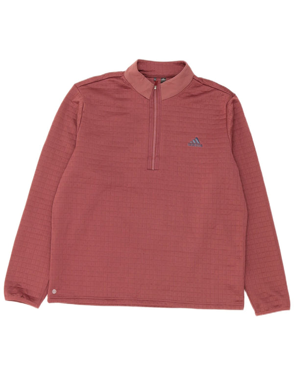 Adidas Mens Zip Neck Pullover Treino Top Grande Poliéster Borgonha