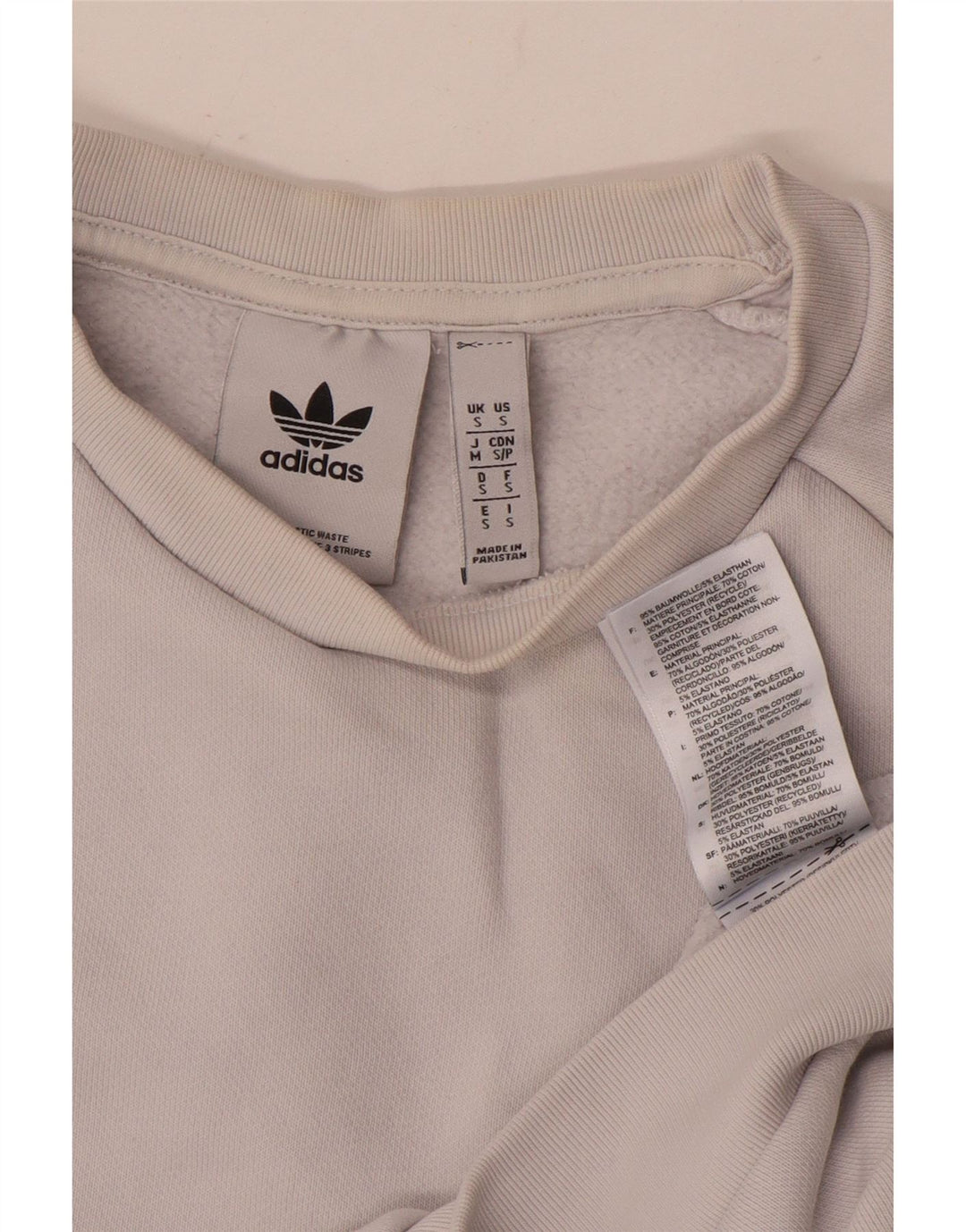 ADIDAS Mens Sweatshirt Jumper Pequeno Algodão Branco