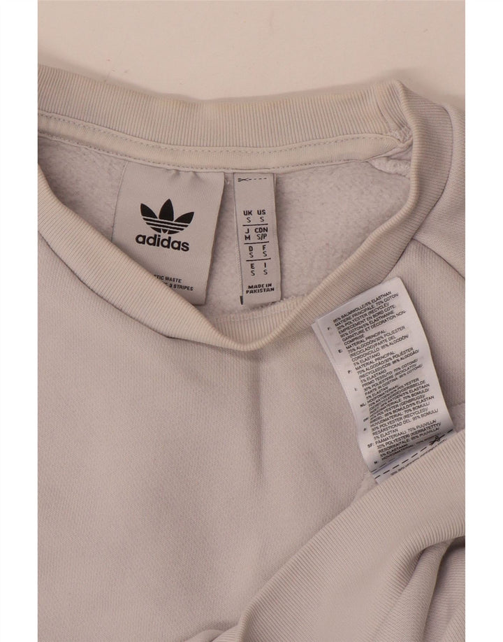 ADIDAS Mens Sweatshirt Jumper Pequeno Algodão Branco