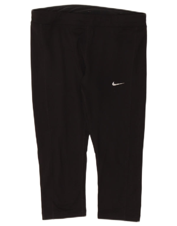NIKE Womens Dri Fit Capri Leggings UK 12 Medium  Black Polyester