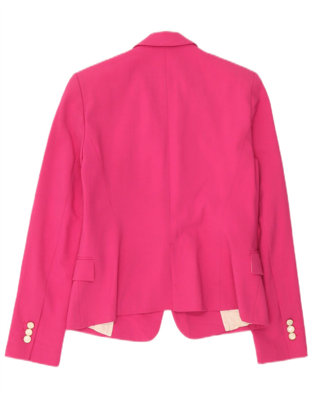 Jaqueta blazer feminina Zara com 1 botão UK 10 poliéster rosa pequeno