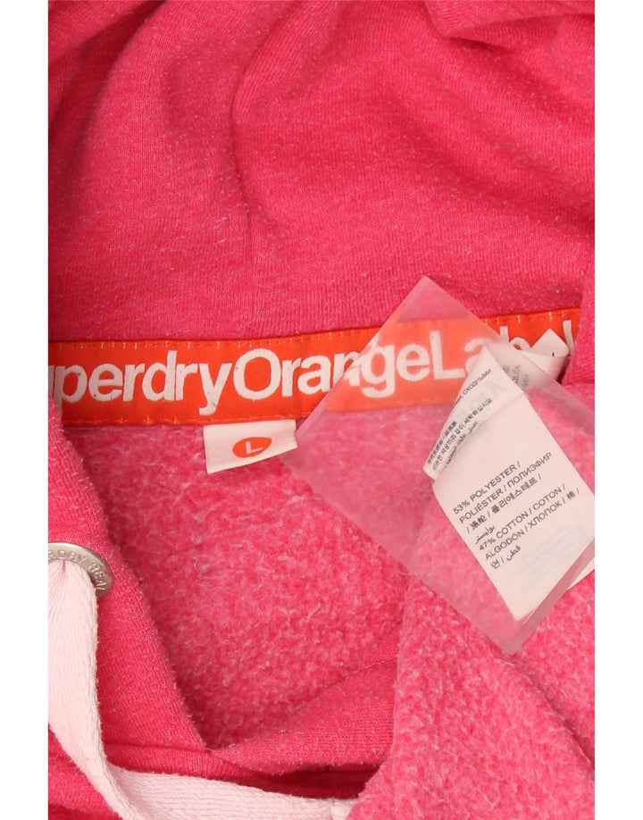 Jumper com capuz feminino SUPERDRY UK 16 grande poliéster rosa