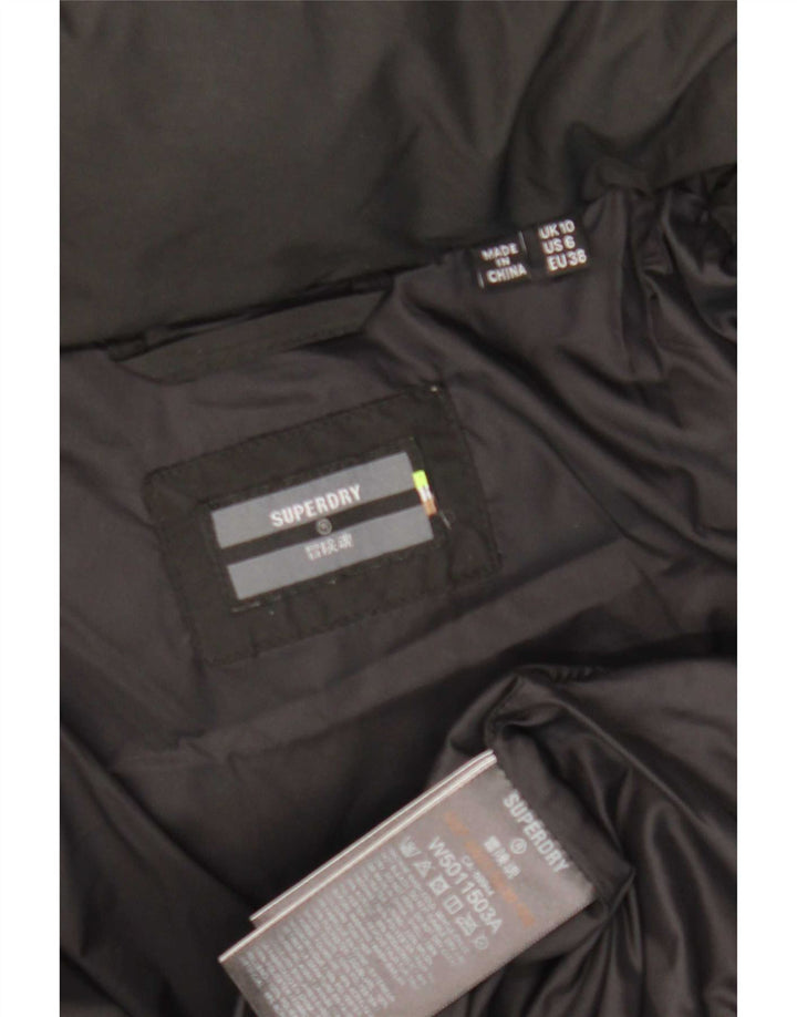 Jaqueta acolchoada com capuz feminina Superdry UK 10 poliéster preto pequeno