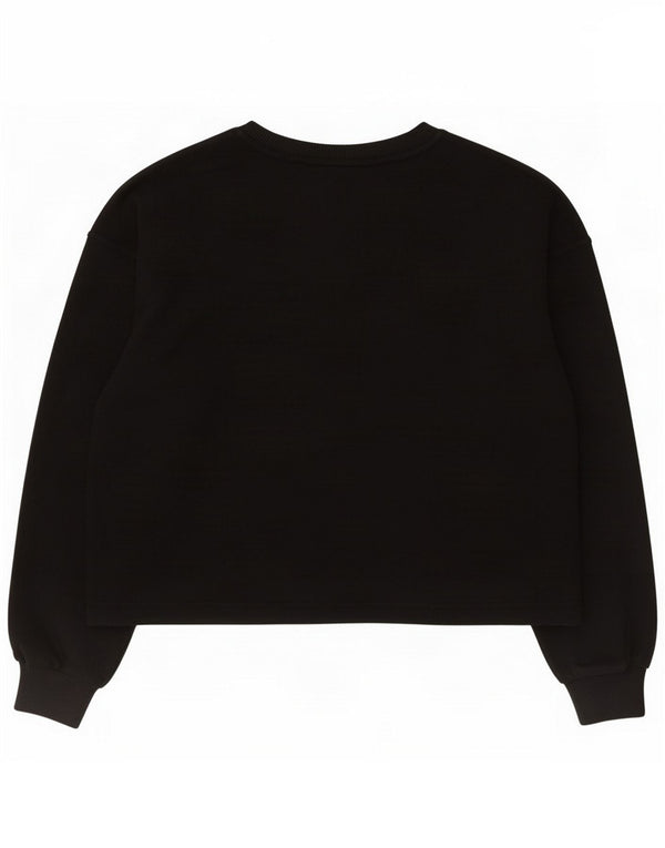 Fila Womens Crop Graphic Sweatshirt Jumper UK 16 Grande Algodão Preto