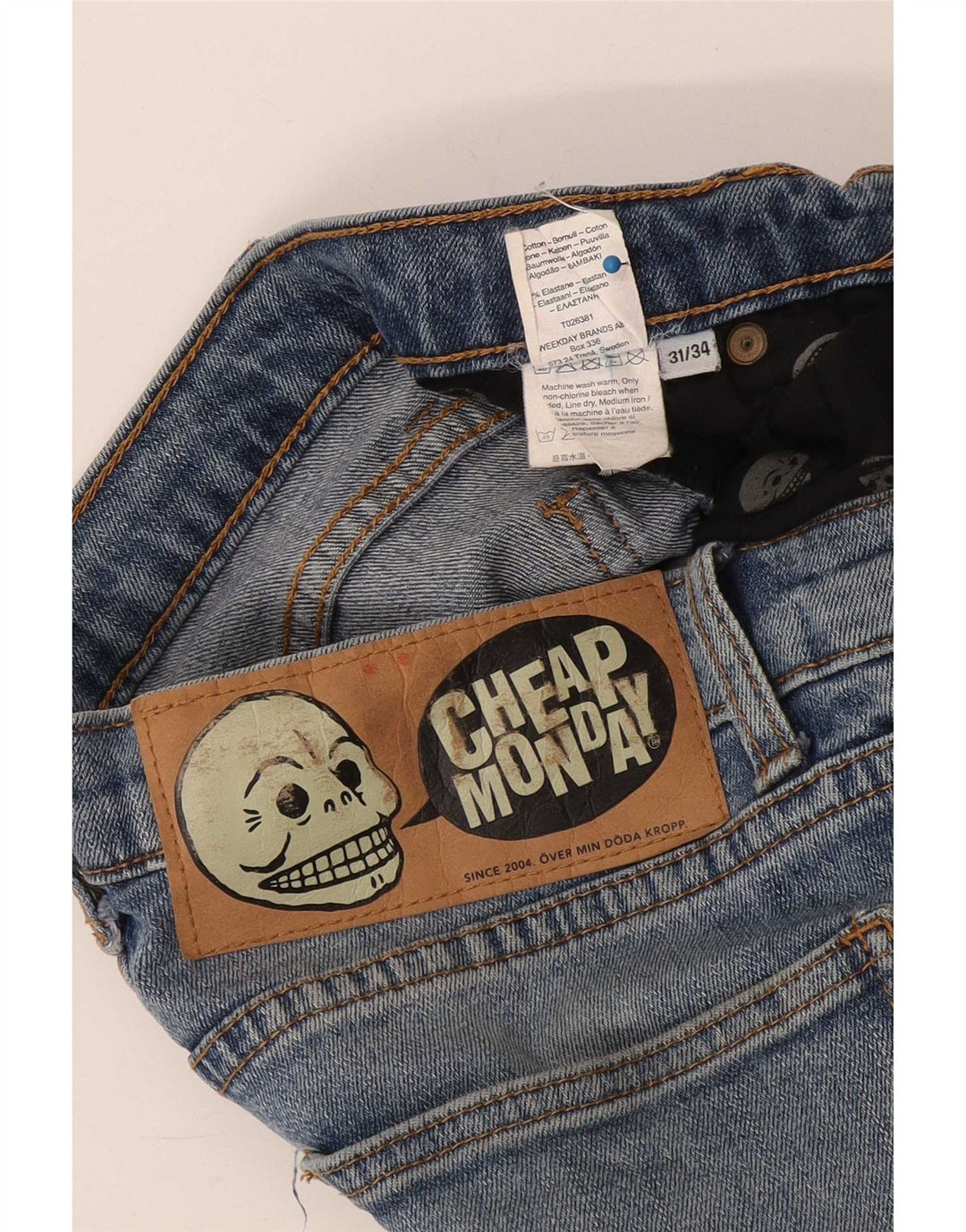 Barato Segunda-feira Mens Slim Jeans W31 L34 Algodão Azul